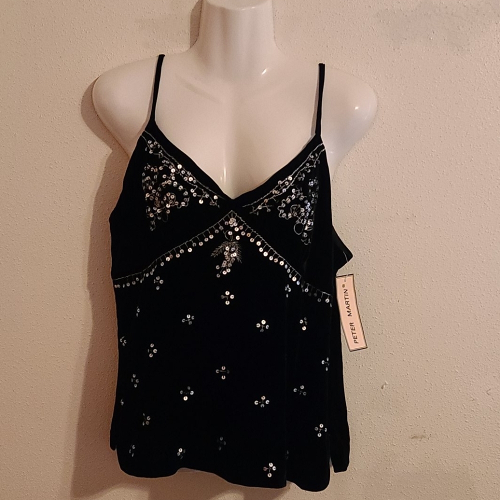 NWT Ladies Black Velvet Spaghetti Strap